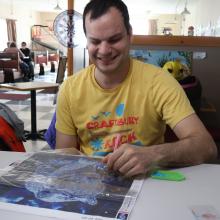 Jeffery creating diamond at the Derby Community Skills Group
